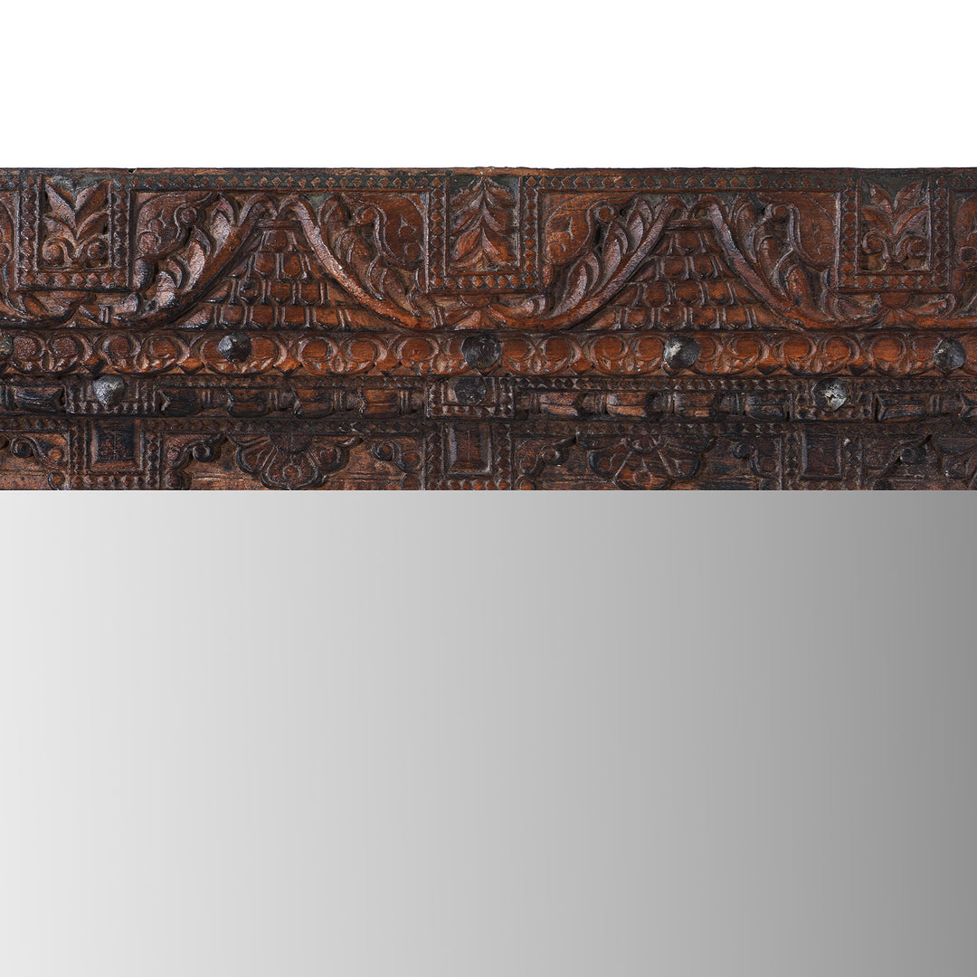 Carving Detail From Antique Indian Carved Teak Door Frame Mirror | Indigo Antiques