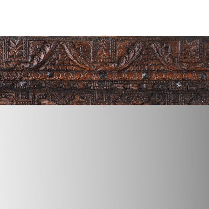 Carving Detail From Antique Indian Carved Teak Door Frame Mirror | Indigo Antiques