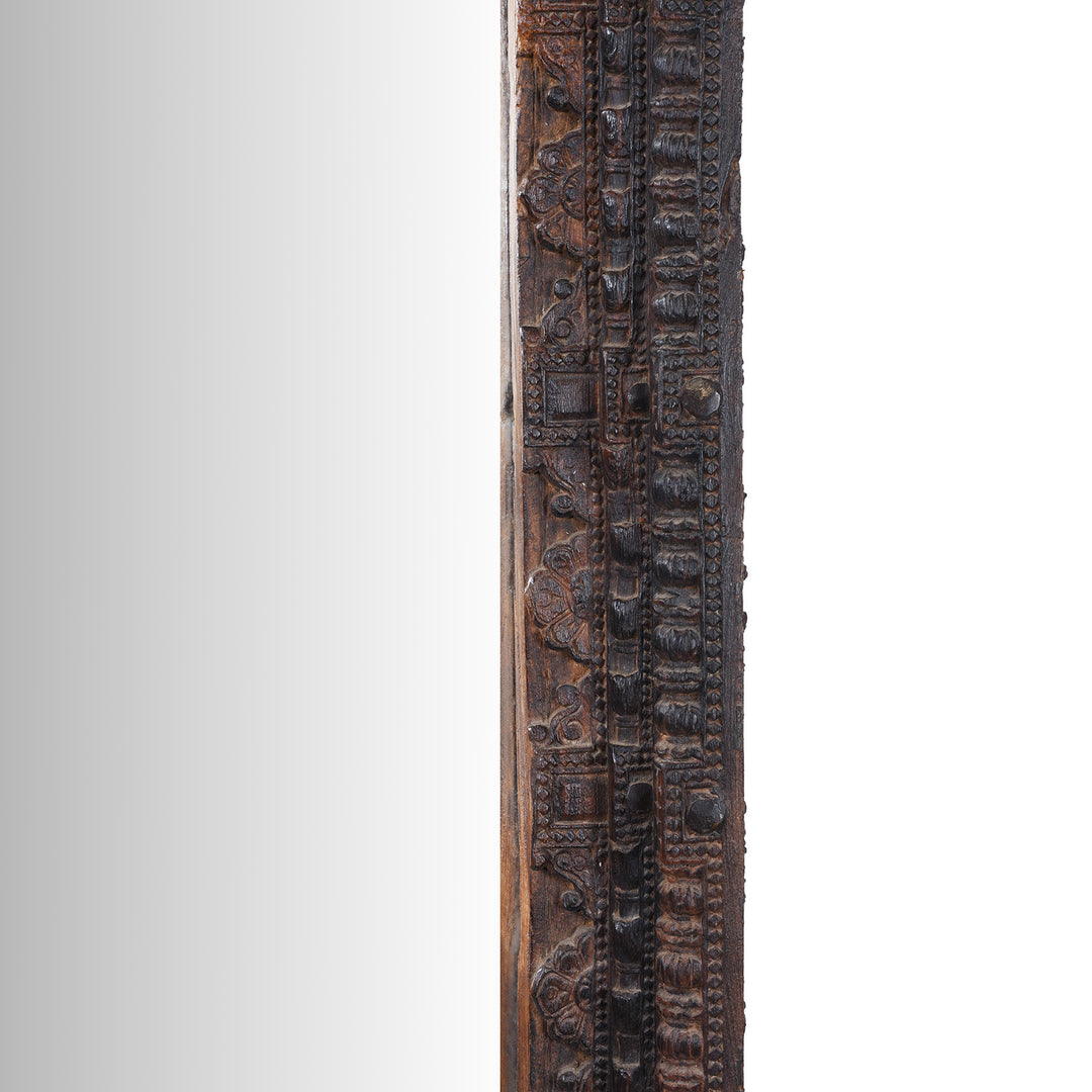 Carving Detail From Antique Indian Carved Teak Door Frame Mirror | Indigo Antiques