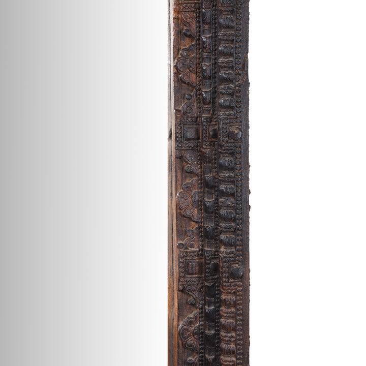 Carving Detail From Antique Indian Carved Teak Door Frame Mirror | Indigo Antiques