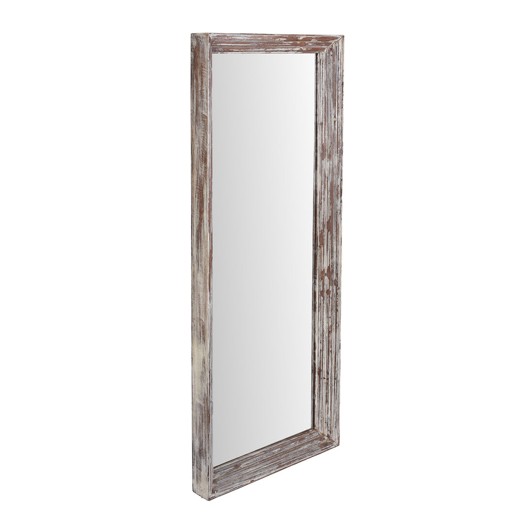 Angled VIew Of Cream Painted Mirror Made From Reclaimed Teak | Indigo Antiques