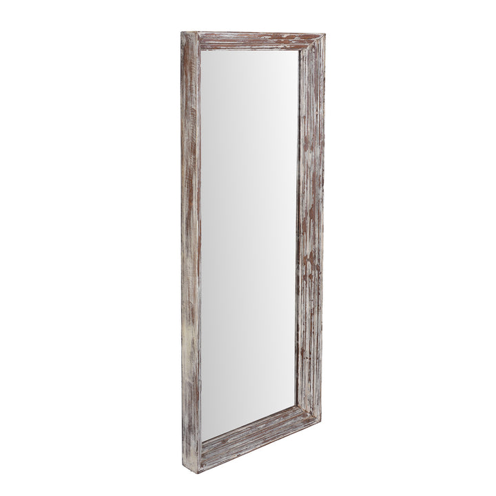 Angled VIew Of Cream Painted Mirror Made From Reclaimed Teak | Indigo Antiques
