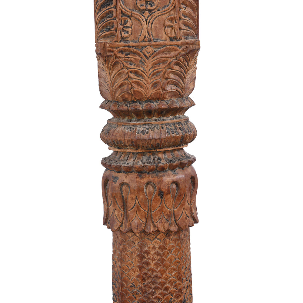 Carving Detail From Early 19th Century Carved Teak Double Arch From Uttar Pradesh In Mughal Style | Indigo Antiques