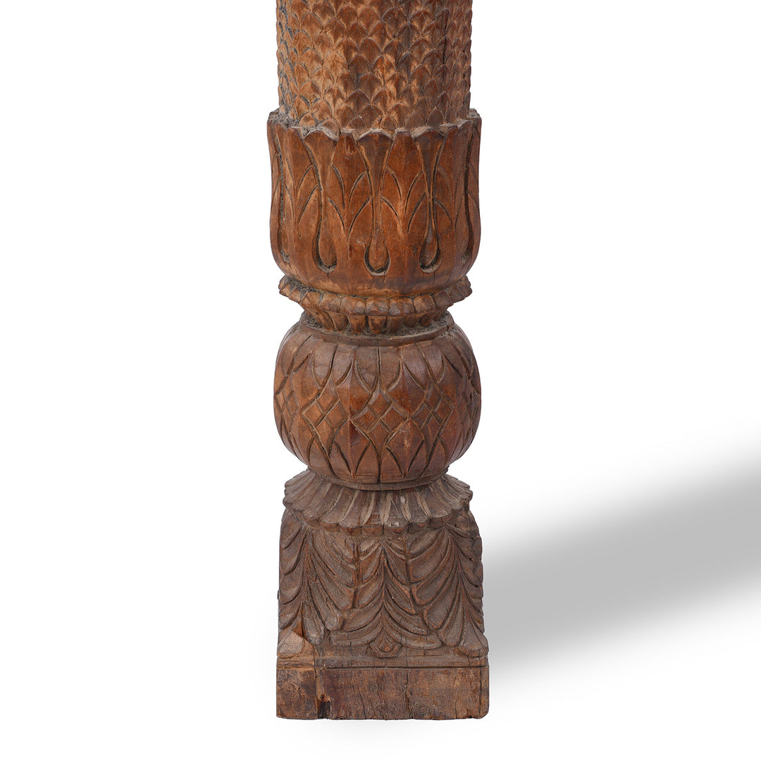 Base Detail From Early 19th Century Carved Teak Double Arch From Uttar Pradesh In Mughal Style | Indigo Antiques