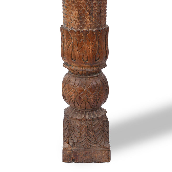 Base Detail From Early 19th Century Carved Teak Double Arch From Uttar Pradesh In Mughal Style | Indigo Antiques