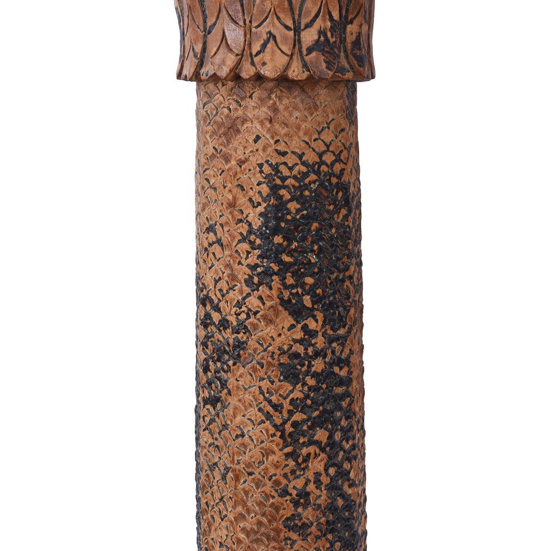 Pillar Detail From Early 19th Century Carved Teak Double Arch From Uttar Pradesh In Mughal Style | Indigo Antiques