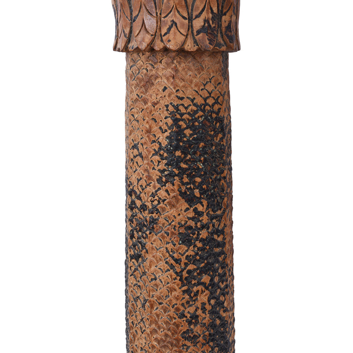 Pillar Detail From Early 19th Century Carved Teak Double Arch From Uttar Pradesh In Mughal Style | Indigo Antiques