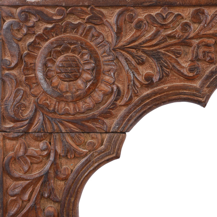 Arch Carving Detail From Early 19th Century Carved Teak Double Arch From Uttar Pradesh In Mughal Style | Indigo Antiques