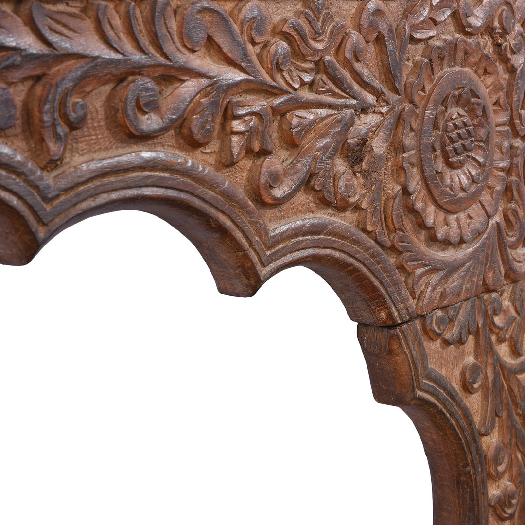Arch Carving Detail From Early 19th Century Carved Teak Double Arch From Uttar Pradesh In Mughal Style | Indigo Antiques