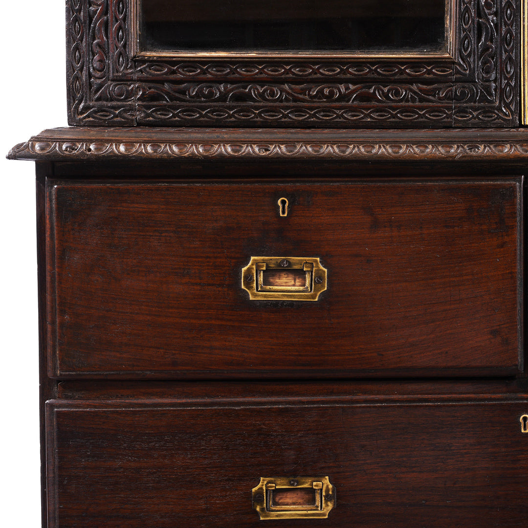 Drawer Detail From Antique Indian  Almirah Cabinet On Chest | Indigo Antiques