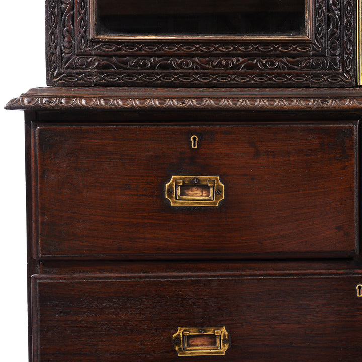 Drawer Detail From Antique Indian  Almirah Cabinet On Chest | Indigo Antiques