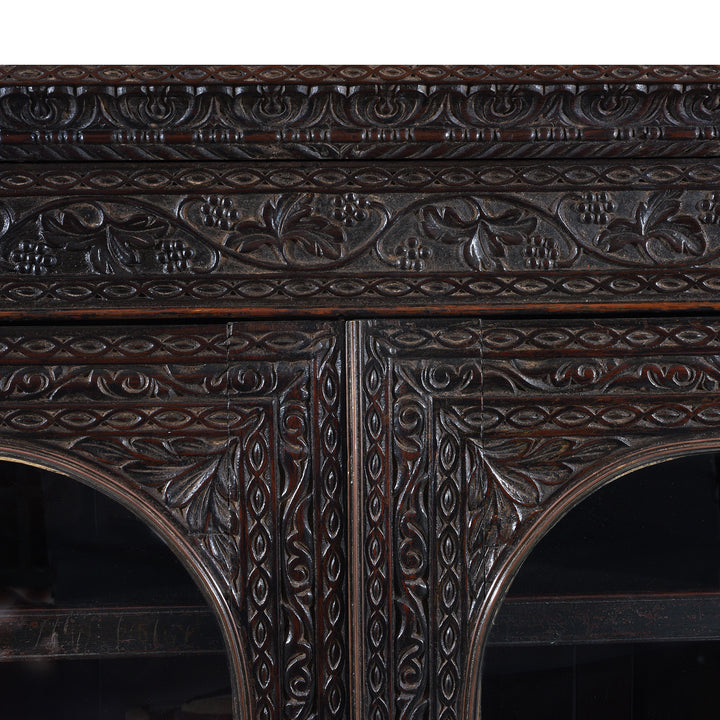 Carving Detail From Antique Indian  Almirah Cabinet On Chest | Indigo Antiques