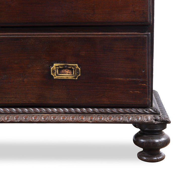 Bun Feet Detail From Antique Indian  Almirah Cabinet On Chest | Indigo Antiques