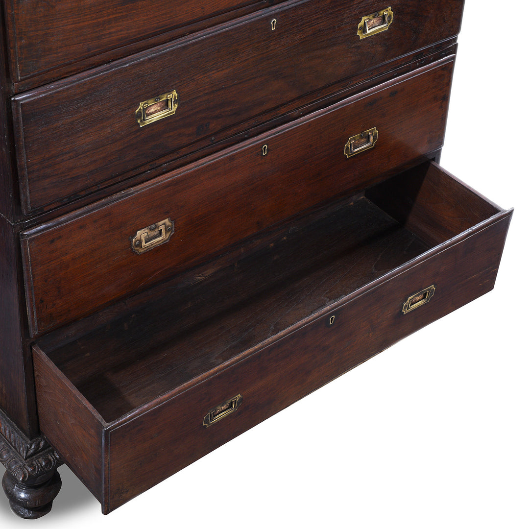 Drawer Detail From Antique Indian  Almirah Cabinet On Chest | Indigo Antiques
