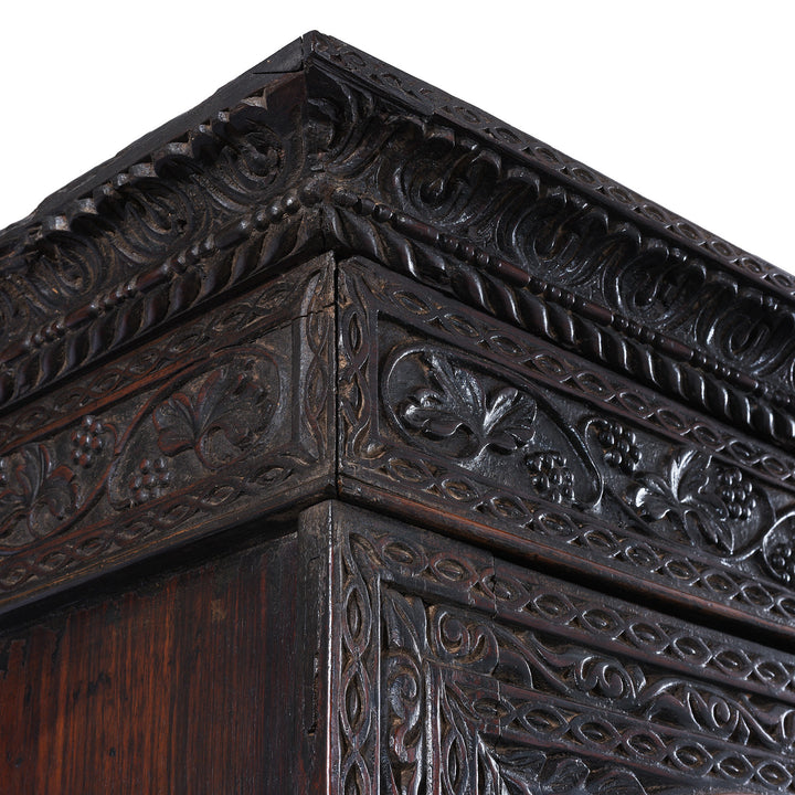 Carvig Detail From Antique Indian  Almirah Cabinet On Chest | Indigo Antiques