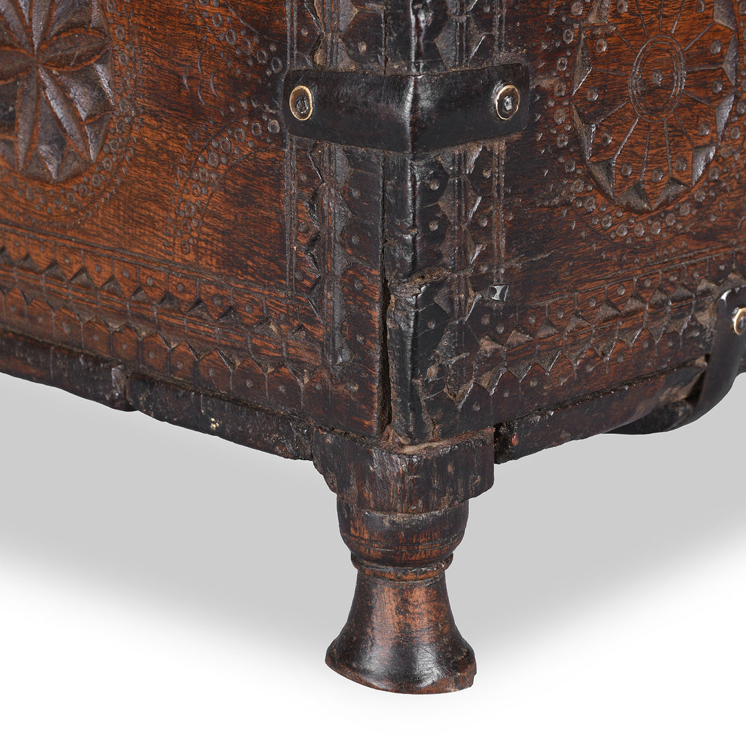 Leg Detail From Antique Chip Carved Merchants Box From Ramgargh