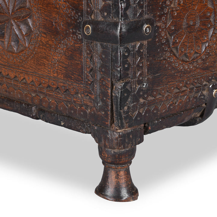 Leg Detail From Antique Chip Carved Merchants Box From Ramgargh