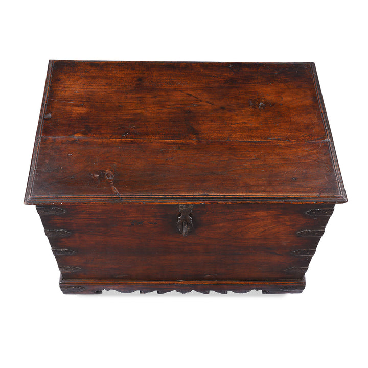 Top Down VIew Of Antique Indian Iron Bound Chest | Indigo Antiques