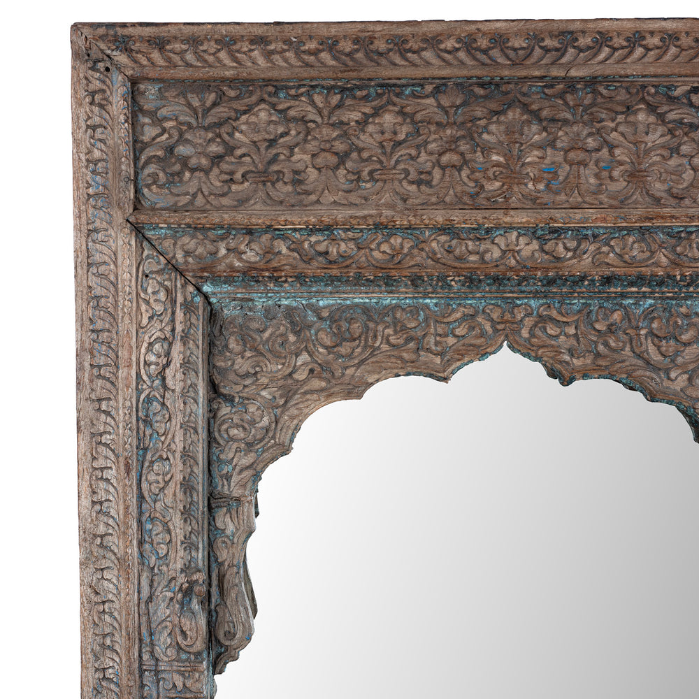 Corner Detail From Antique Indian Window Mirror From Haryana | Indigo Antiques