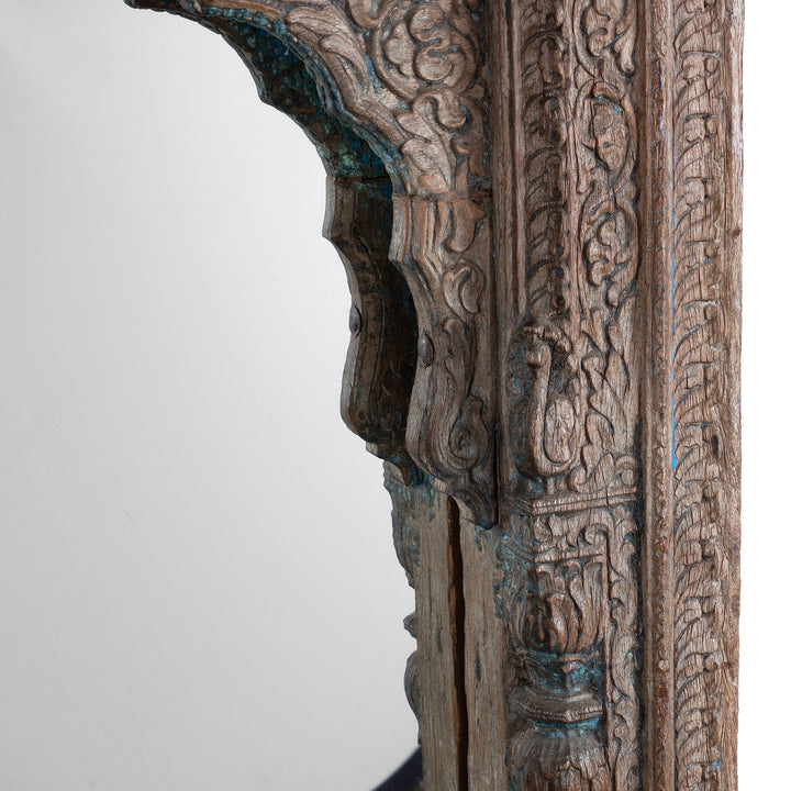 Frame Carving Detail From Antique Indian Window Mirror From Haryana | Indigo Antiques
