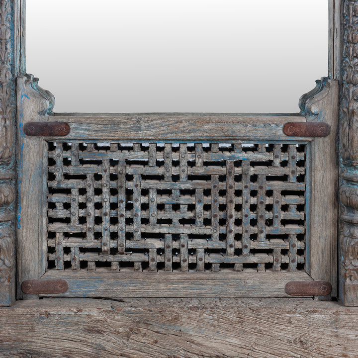 Balcony Carving Detail From Antique Indian Window Mirror From Haryana | Indigo Antiques