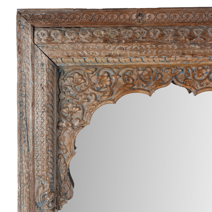Corner Detail From Antique Indian Mirror Made From An Old Carved Window | Indigo Antiques