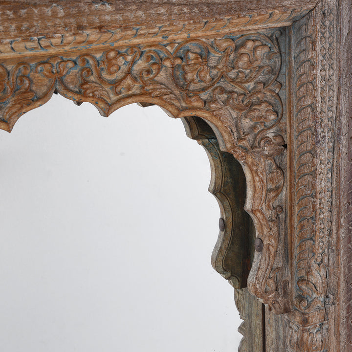 Carving Detail From Antique Indian Mirror Made From An Old Carved Window | Indigo Antiques
