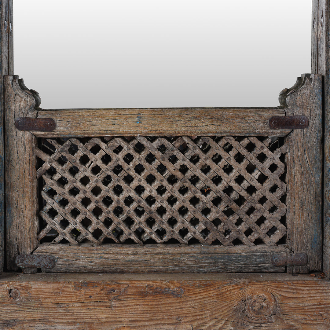 Detail From Antique Indian Mirror Made From An Old Carved Window | Indigo Antiques