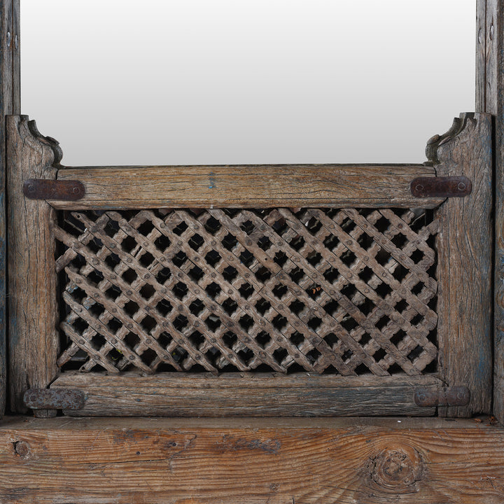 Detail From Antique Indian Mirror Made From An Old Carved Window | Indigo Antiques