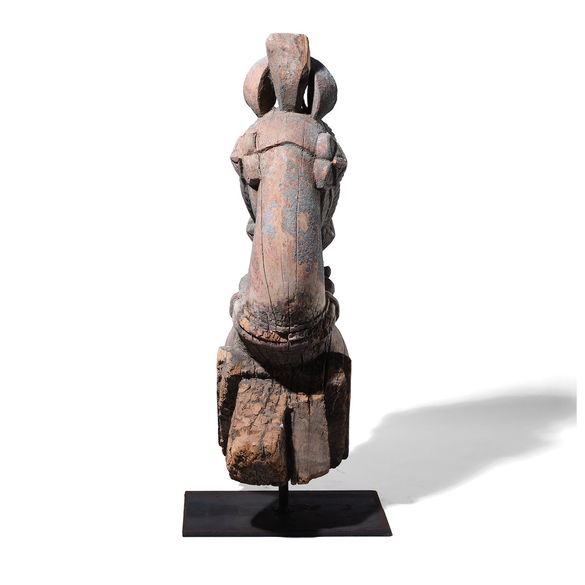 Back Of Antique Indian Carved Horse Head Corbel On Stand | Indigo Antiques