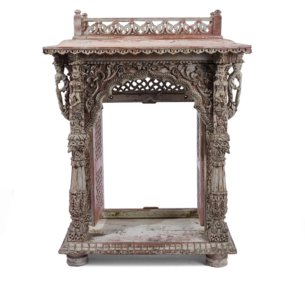 Open Doors View Of Antique Painted House Shrine From Patan | indigo Antiques
