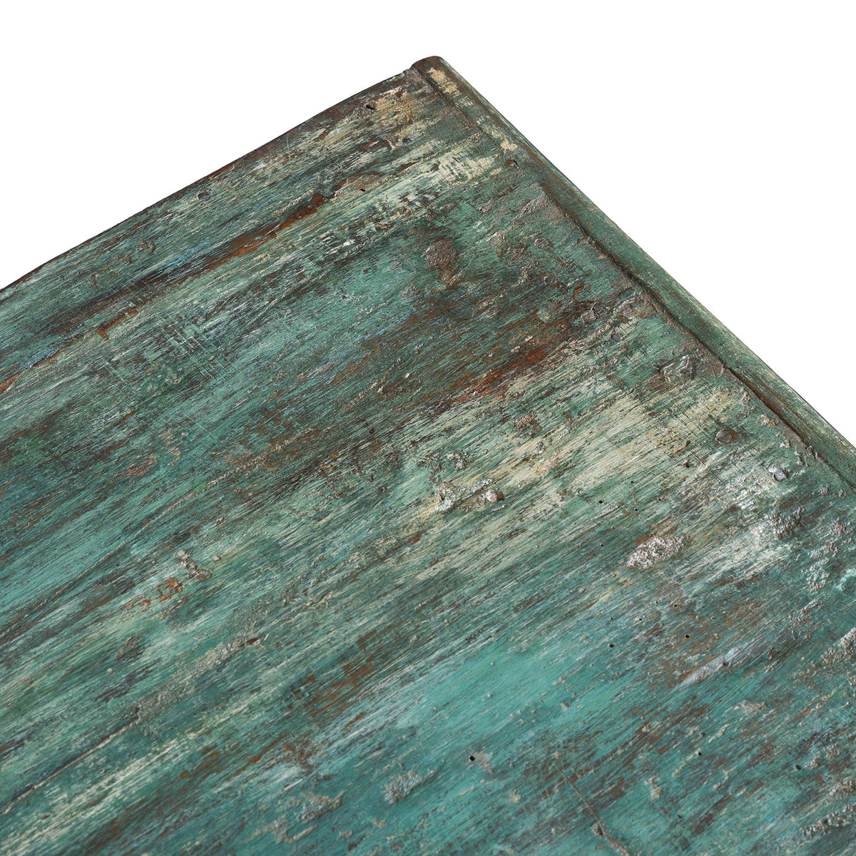 Detail From Top Of Antique Indian Green Painted Majus | Indigo Antiques