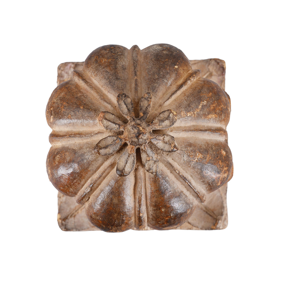 Top Down View Of Antique Indian Stone Carpet Weight  | Indigo Antiques
