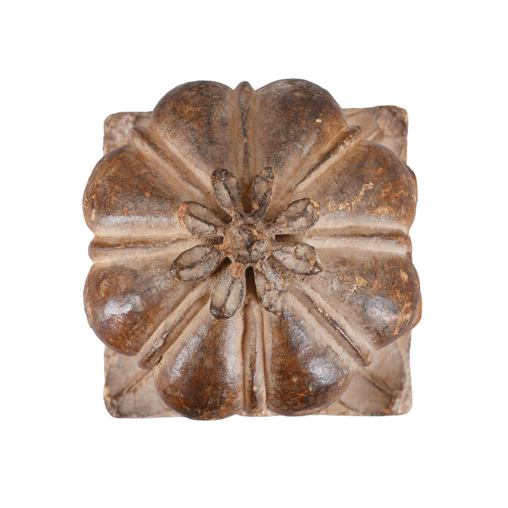 Top Down View Of Antique Indian Stone Carpet Weight  | Indigo Antiques