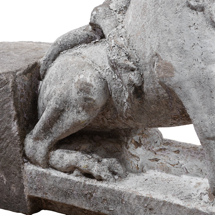 Carving Detail From Antique Indian Carved Stone Lion
