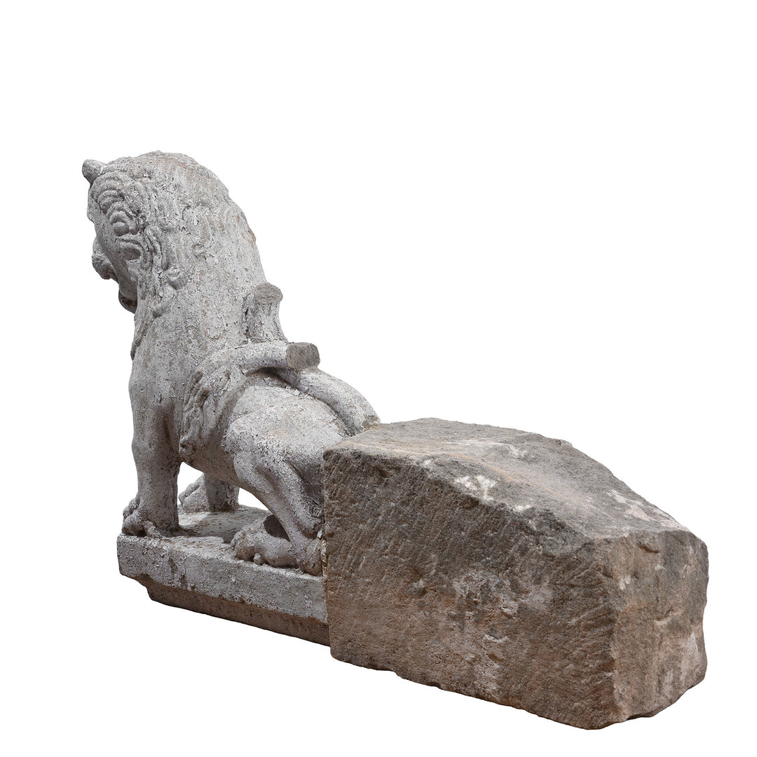 Rear View Of Antique Indian Carved Stone Lion