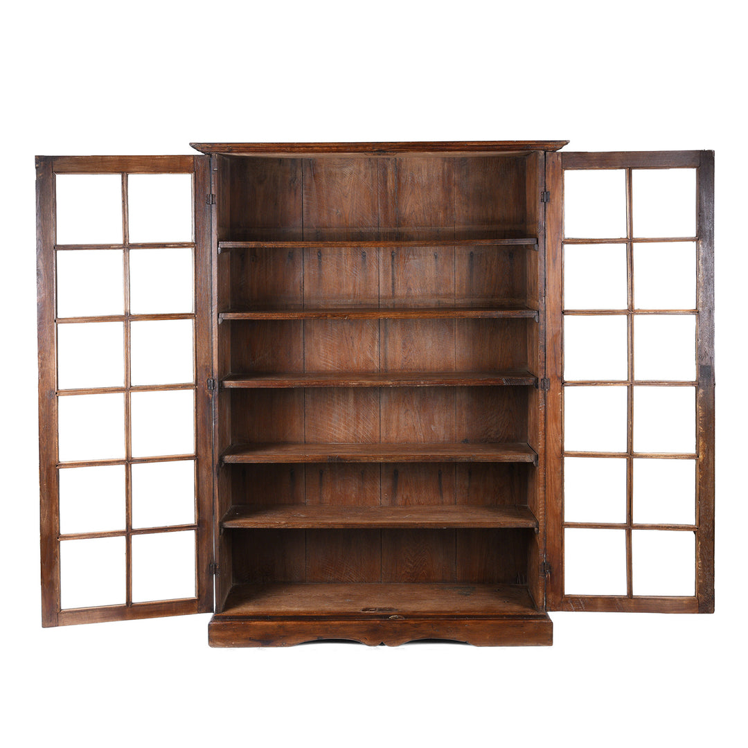 Interior View Of Antique Indian Glazed Teak Book Cabinet | Indigo Antiques