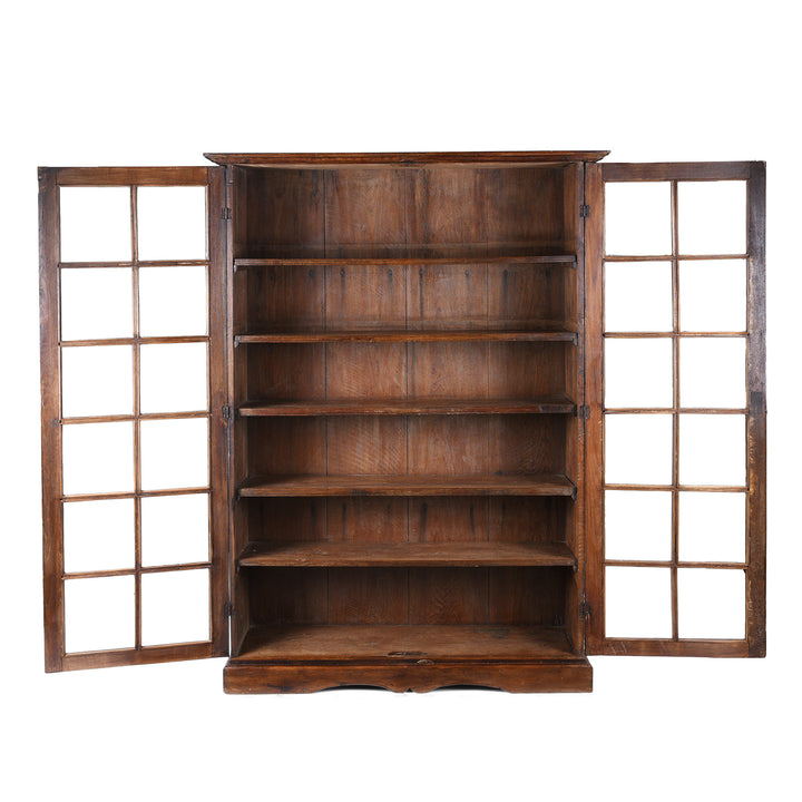 Interior View Of Antique Indian Glazed Teak Book Cabinet | Indigo Antiques