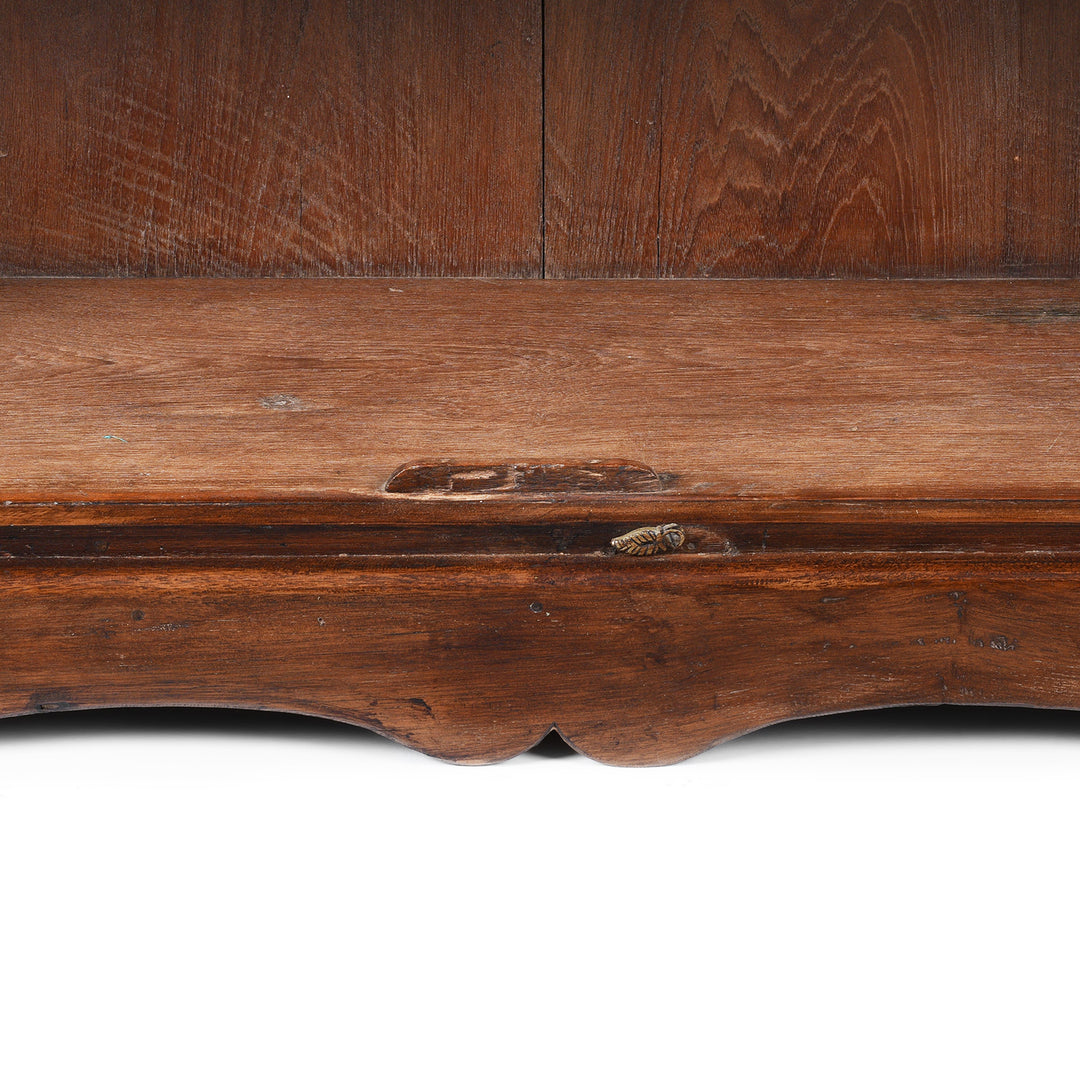 Carving Detail From Antique Indian Glazed Teak Book Cabinet | Indigo Antiques