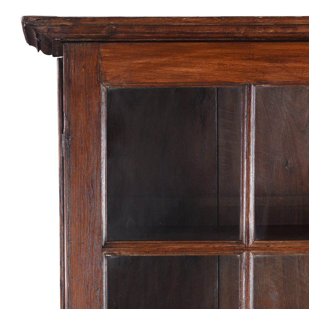 Corner Detail From Antique Indian Glazed Teak Book Cabinet | Indigo Antiques