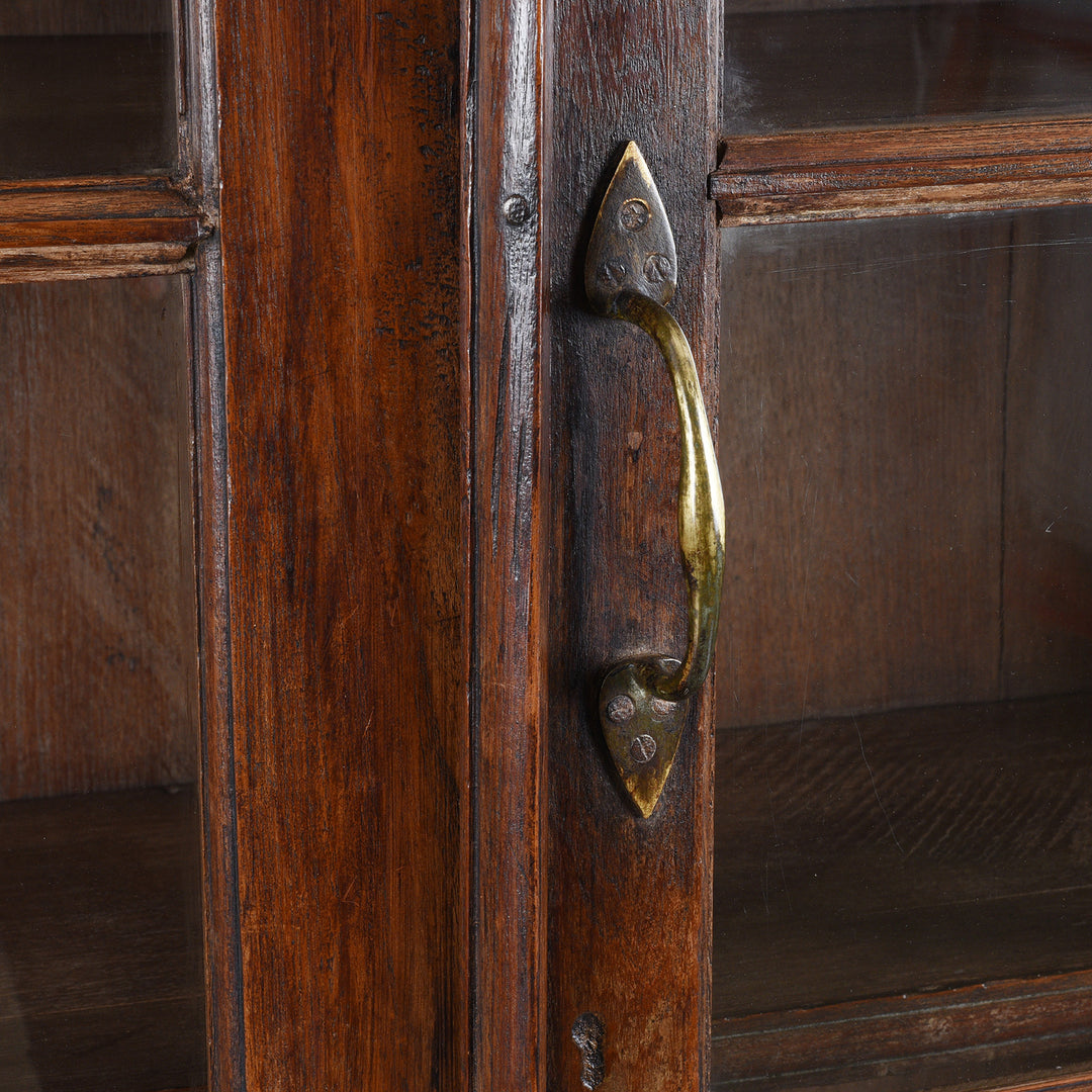 Handle Detail From Antique Indian Glazed Teak Book Cabinet | Indigo Antiques