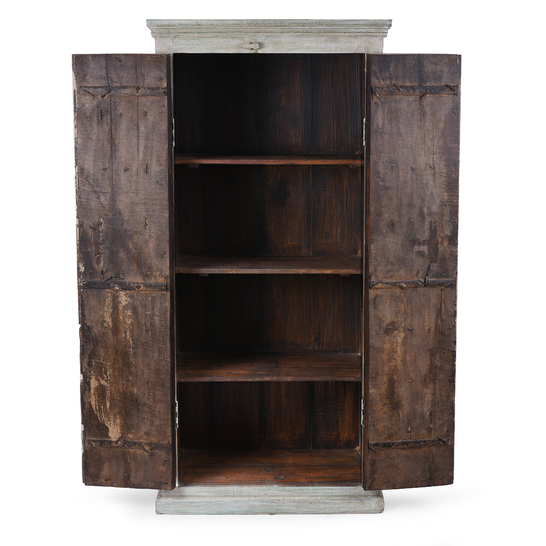 Interior Of Large Painted Cabinet Made From Reclaimed Teak Doors | Indigo Antiques