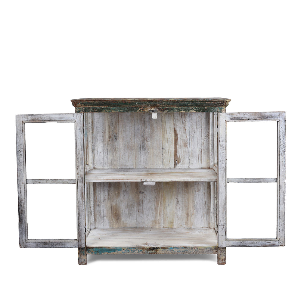 Interior Of Antique Indian Blue Painted Glazed Cabinet | Indigo Antiques