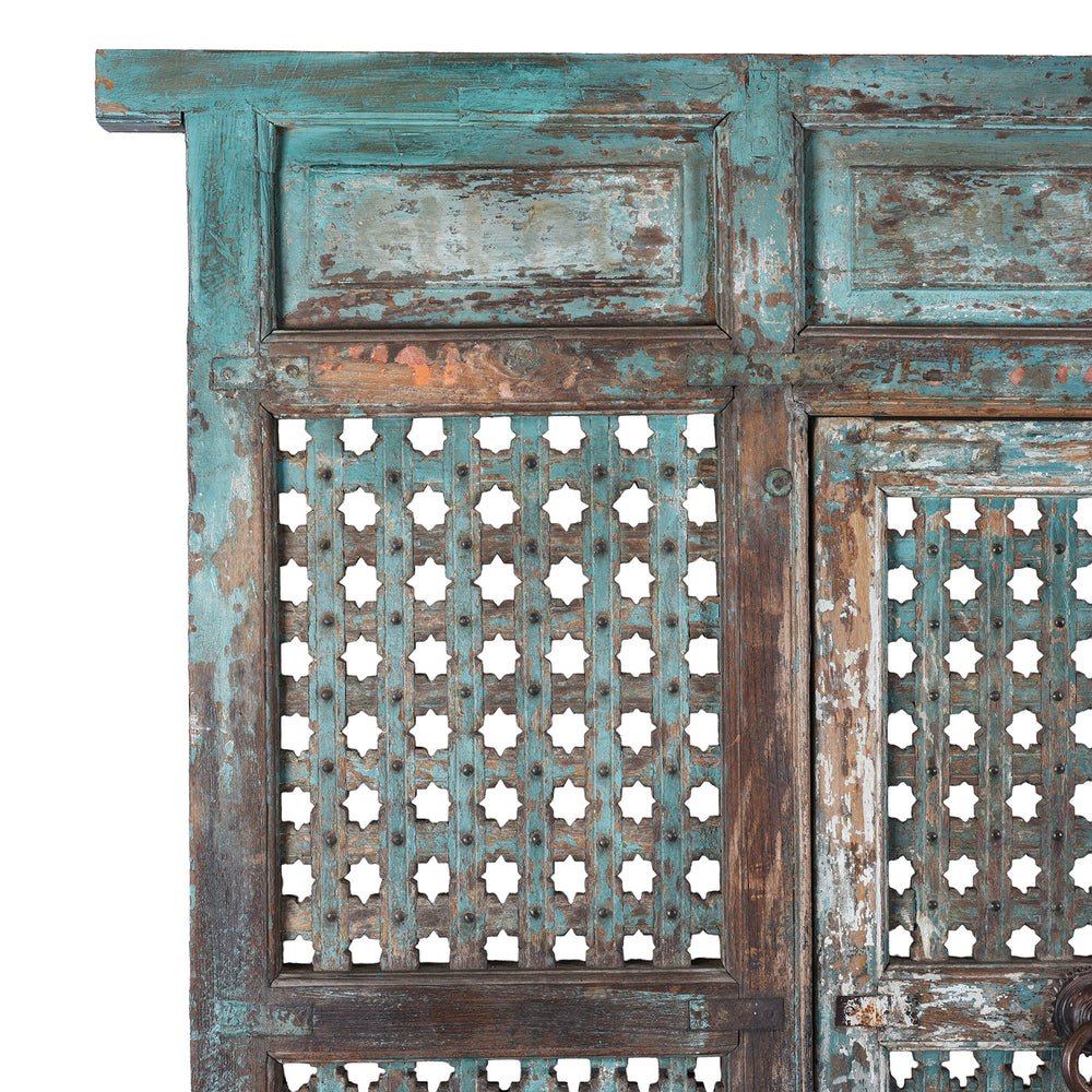 Corner Detail From Antique Indian Painted Door & Divider Panel | Indigo Antiques