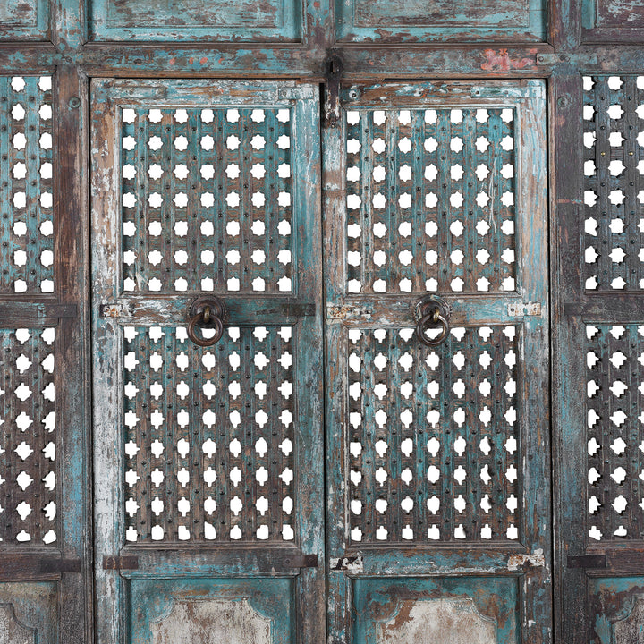 Door Detail From Antique Indian Painted Door & Divider Panel | Indigo Antiques