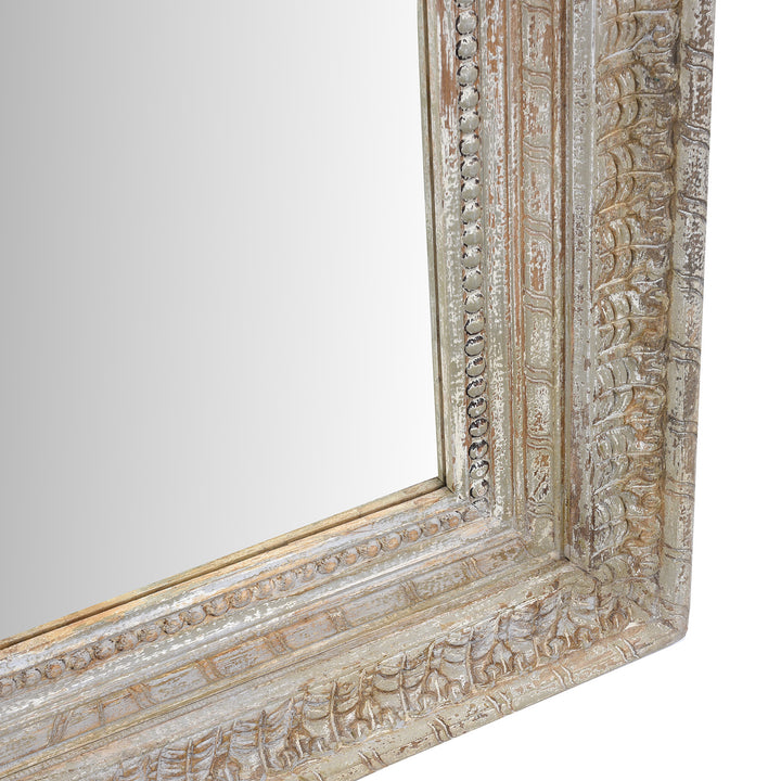 Depth Detail From Carved Mango Wood Mirror With Painted Finish | Indigo Antiques