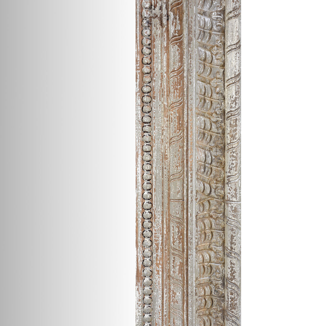 Frame Detail From Carved Mango Wood Mirror With Painted Finish | Indigo Antiques