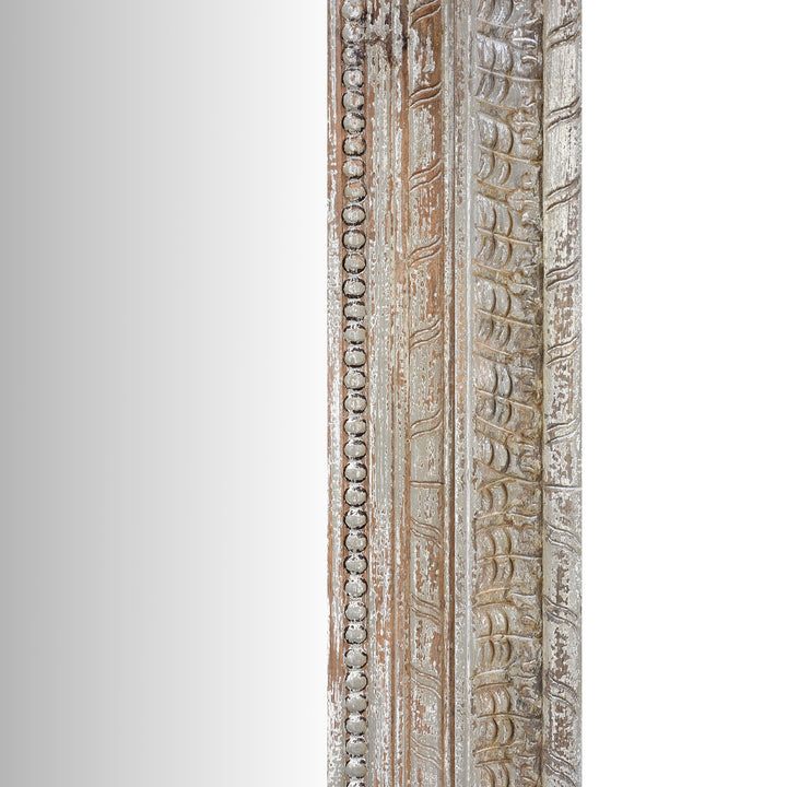Frame Detail From Carved Mango Wood Mirror With Painted Finish | Indigo Antiques