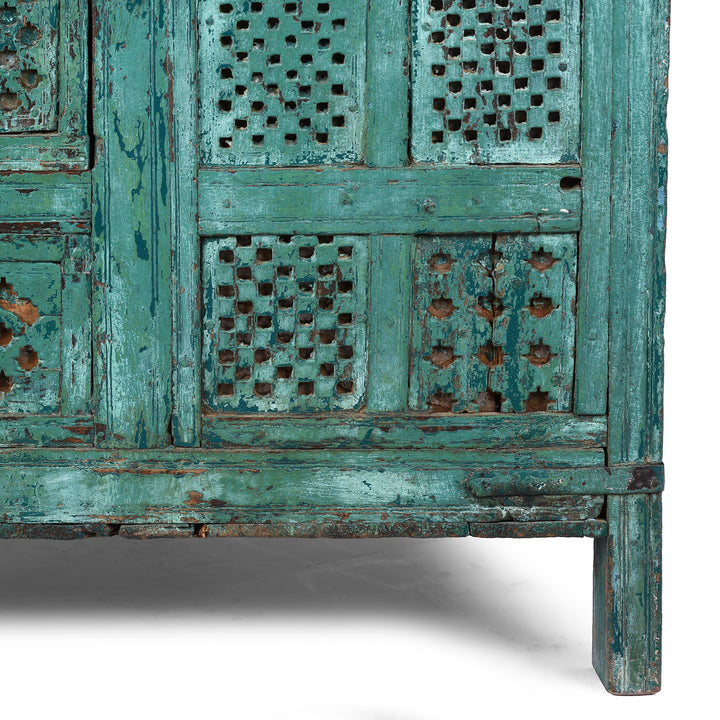 Leg Detail From Antique Indian Green Painted Majus | Indigo Antiques
