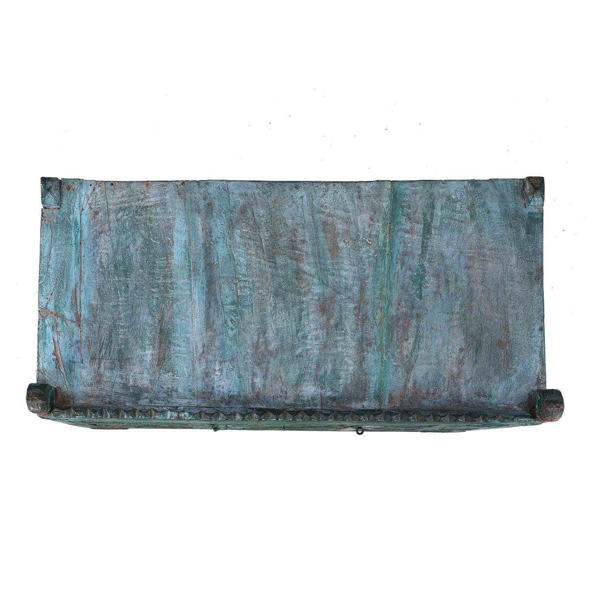 Top Down View Of Antique Indian Green Painted Majus | Indigo Antiques